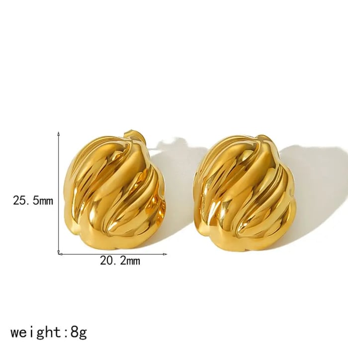 1 Pair Simple Style Geometric Stainless Steel  Gold Color Women's Stud Earrings Picture3